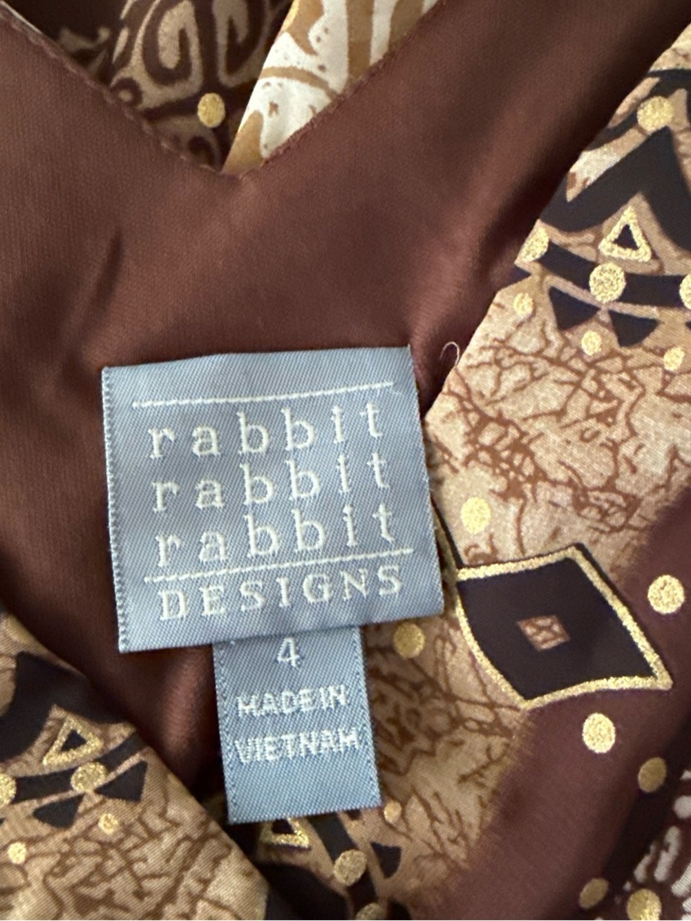 Rabbit Rabbit Rabbit Designs Brown Boho Handkerchief Hem Midi Dress Size 4 - Picture 7 of 9